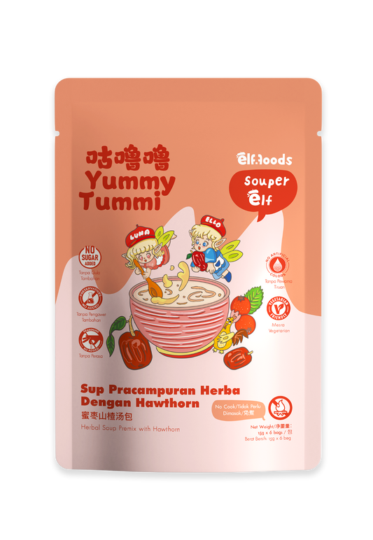 Elffoods YummyTummi herbal soup with malt and hawthorn for digestion.