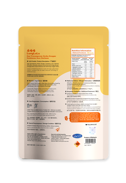 Elffoods LungLuLu herbal soup with tiger milk mushroom for lung support.