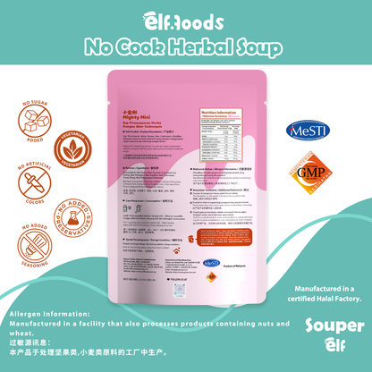 Elffoods Mighty Mini herbal soup with chinese yam and goji for immunity. Souper Elf