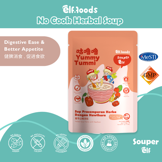 Elffoods YummyTummi herbal soup with sprouted malt and hawthorn for digestion.